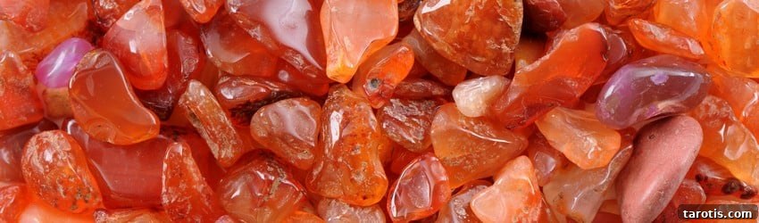 Top Crystals to Embrace Autumn Energy 2 Orange carnelian crystals in a big pile.