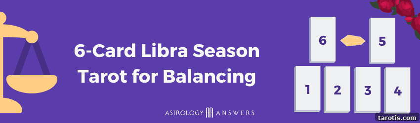 Libra Season 6-Card Tarot Spread for Restoring Balance 2 A Libra tarot spread for balancing graphic showing where all 6 cards go.