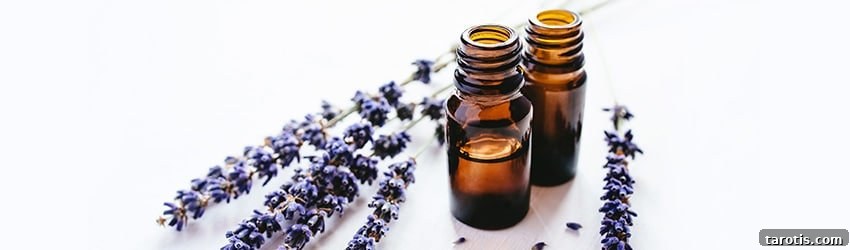 Essential Oils Matched to Your Chinese Zodiac Sign 2 Essential oils in brown bottles with lavender next to it.