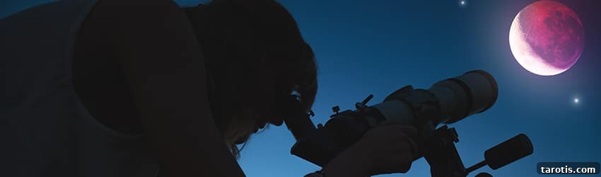 Partial Lunar Eclipse During Capricorn Full Moon: What to Expect Tonight 2 A silhouette is looking at the Moon through a telescope.